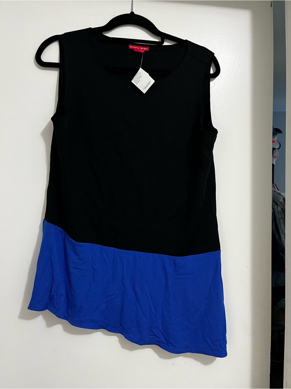 Sleeveless Colorblock Black and Royal Blue Blouse New With tags